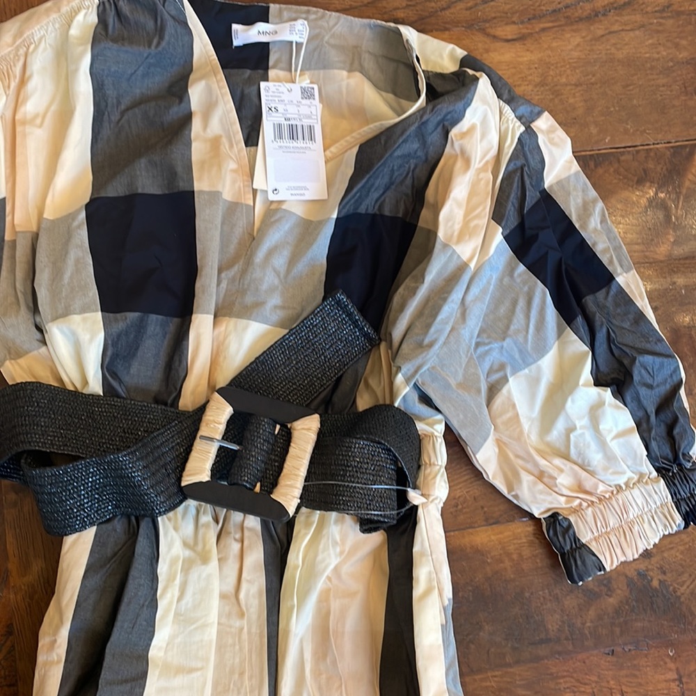 Mango Check belt dress